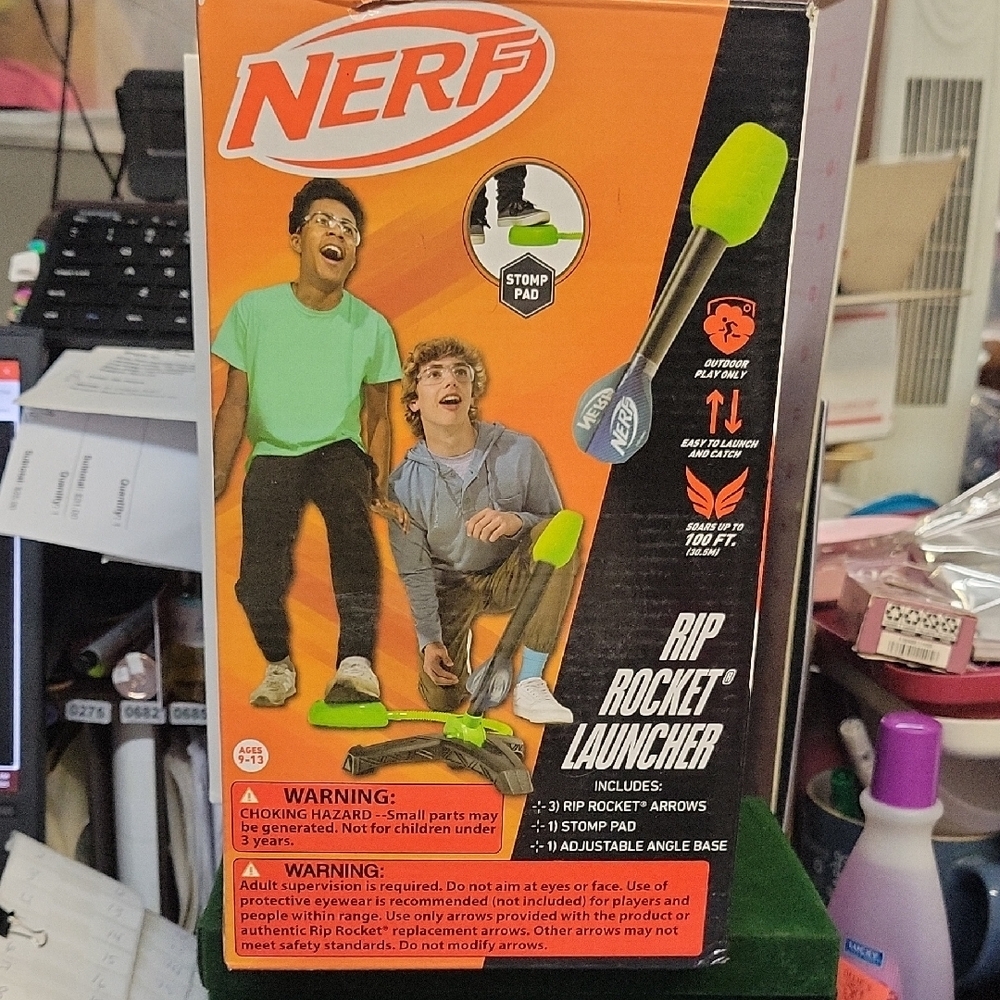 Nerf Rip Rocket Air Pocket Launcher Green & Orange New